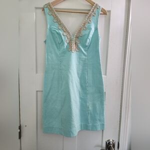 Lilly Pulitzer Bentley Shift Dress In Poolside Blue (Size 10)